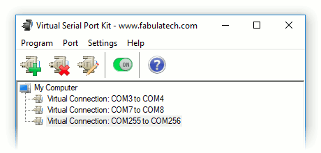 Screenshot of Virtual Serial Port Kit